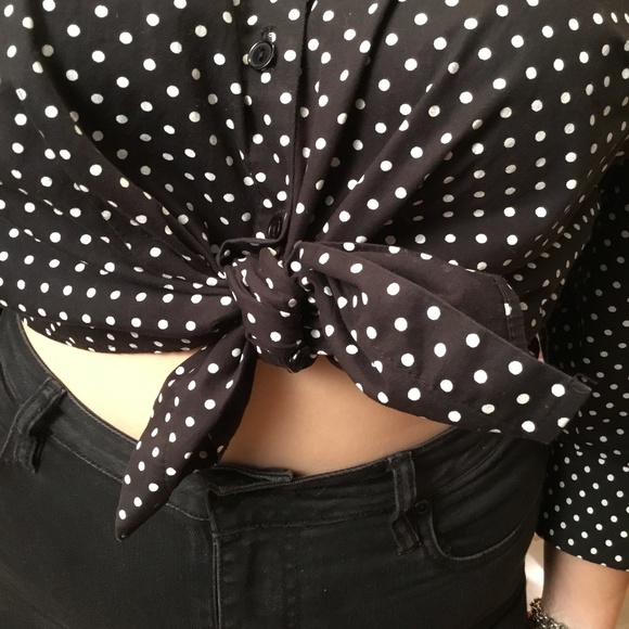 Lane Bryant Polka Dot Button Down Top - Picture 5 of 11
